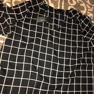 Black white grid blouse